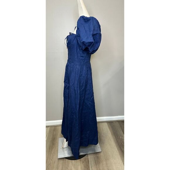 Reformation Marella Linen Midi-Dress IN Danube US 12 $278 - Picture 7 of 10